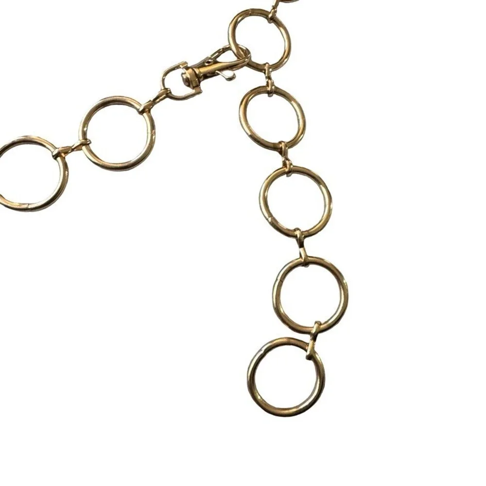 Vintage y2K statement belt  Gold Tone Open Circle Ring Link Chain womens XL